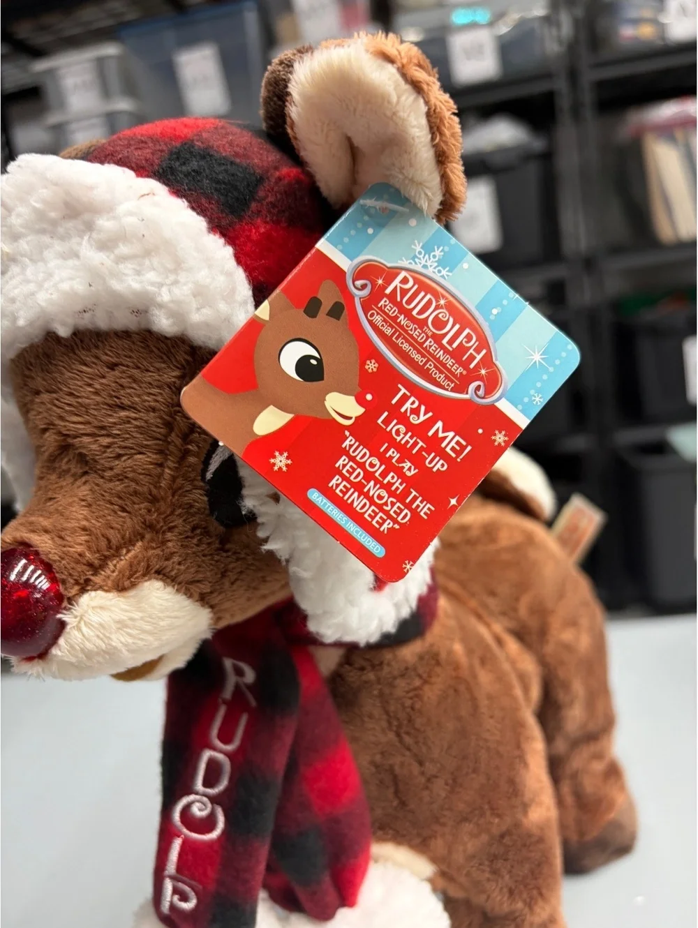 NEW NWT DanDee Rudolph the Red Nosed Reindeer 14” Plush Animated Lights Up